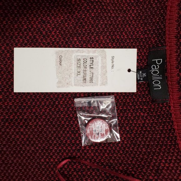 PAPILLON Burgundy Double Breasted Cardigan XL NWT - Picture 13 of 15